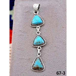 Artisanat du Sud-Ouest # 8 pendentifs sertis de pierres turquoise et argent sterling - Product Image 1