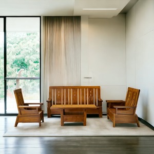 Colecciones de sofás de teca modernos y clásicos con sillas y mesas de centro para sala de estar - Product Image 1