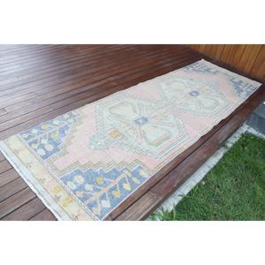 พรมขนาด 2.9x8.9 ฟุต, พรมวินเทจตุรกี, พรมขนสัตว์สีชมพูไล่เฉด - Product Image 2