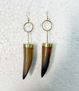 Vente chaude femmes filles ensemble boucles d'oreilles en corne de buffle naturel Style Animal poli fabriqué vente chaude corne de buffle naturel - Product Image 4