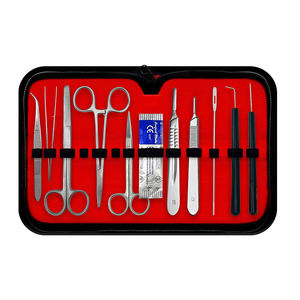 Kits quirúrgicos de 11 piezas al por mayor con mango de bisturí cuchillo tijera pinzas juegos de herramientas con estuche de cuero con cremallera - Product Image 1