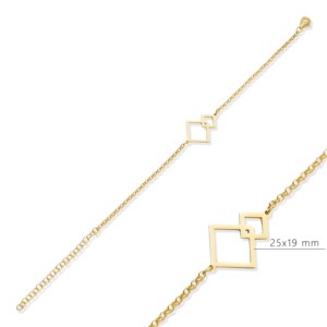 Interlocking Squares <b>Charm</b> Bracelet Laser Cut Design Turkish Handmade Wholesale 925 Sterling Silver Jewelry - Product Image 3