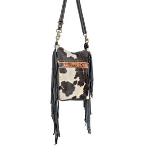 กระเป๋าสะพายข้างหนังวัวโบฮีเมียนแนววินเทจสินค้าขายดีกระเป๋าสะพายไหล่แฟชั่นสำหรับผู้หญิงสลักติดพู่ทำด้วยมือ - Product Image 2