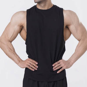 Camiseta sin mangas de gimnasio acanalada con logotipo para hombre, chaleco de entrenamiento deportivo de algodón sin mangas de peso pesado para correr - Product Image 1
