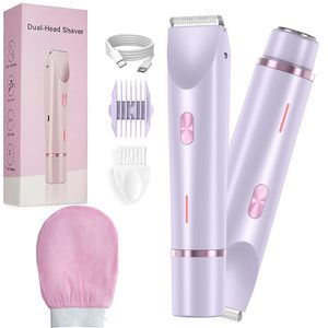 Afeitadora Eléctrica 2 en 1 para Mujer, Húmeda y Seca, Recargable por USB, Fácil de Limpiar, Resistente al Agua, para Piernas, Brazos, Axilas y Área Púbica, Color Morado - Product Image 1