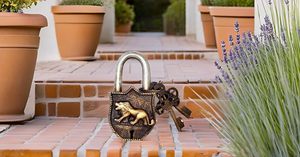 Lion Engraved Brass <b>Padlock</b> Golden Antique-Inspired Smart Lock with Working Keys Functional Security Device - Product Image 5