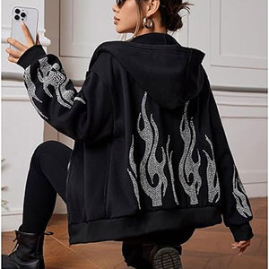 Sparkly Bling Sudaderas con capucha de gran tamaño para la marca de boutique 2025 Personalizado OEM Mujeres Rhinestone Sudadera con capucha - Product Image 3