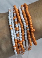 Bracelets ajustables multicolores en perles de verre et perles de riz, forme boule, tendance, Shan India SI 11127, unisexe, sans plomb ni cadmium