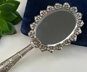 <b>Vintage</b> Silver Hand <b>Mirror</b> Portuguese Floral Vanity <b>Mirror</b> - Product Image 2