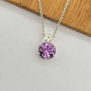 Collar con Colgante Celta de Amatista, Plata de Ley 925, Joyería Hecha a Mano, Piedra de Nacimiento de Febrero, Regalo al por Mayor - Product Image 4