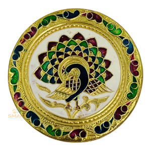 Stainless Steel Gold-Plated Meenakari Dibba Welding Technique Religious Modern Traditional Tableware for Home Decoration Gifting - Product Image 4