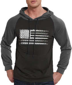 Men's Customized High Sleeved Hoodie Graphic Cotton/Polyester <b>Sweatshirt</b> with Raglan <b>Long</b> Sleeve French Print Pattern - Product Image 4