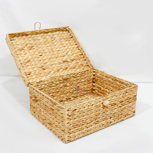 Cajas de almacenamiento multifunción tejidas de jacinto de agua de Vietnam Artex Dong Thap con tapas de colores mezclados 5 uds - Product Image 2