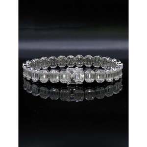 Pulsera de tenis de moissanita de 10 mm con corte esmeralda para hombre/mujer, grado VVS1, pasa el probador de diamantes, plata de ley 925, lujo, color rosa - Product Image 2