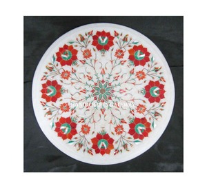 Beautiful Mable Top <b>Dining</b> <b>Tables</b> Antique Inlay Work <b>Round</b> Shape Handmade <b>White</b> <b>Marble</b> Inlay Work Coffee <b>Table</b> Top Best Design - Product Image 1