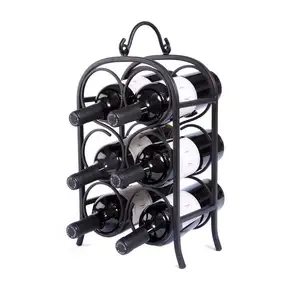 Black wine bottle storage rack holder wholesale for <b>kitchen</b> home decoration dining <b>table</b> champagne wine display rack holder bar - Product Image 1