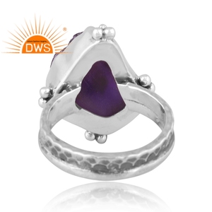 Latest Design Oxidized Sterling <b>Silver</b> Natural Rough Amethyst Gemstone <b>Statement</b> <b>Ring</b> Jewelry For Women Gift For Her - Product Image 4