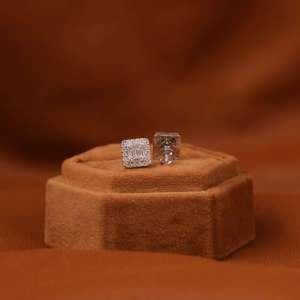 Round & Baguette Cut Lab Grown Diamond Stud <b>Earrings</b> 14KT Solid Gold Luxury Hip Hop Jewelry with Screw <b>Back</b> Solid Gold Plated - Product Image 3