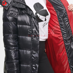 Abrigo Largo Acolchado de Invierno de Primera Calidad para Mujer, Negro y Rojo, Relleno de Algodón, Impermeable y Resistente al Viento - Product Image 5