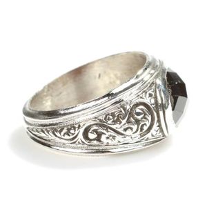 925 Sterling <b>Silver</b> Men's <b>Ring</b> with Oval Onyx Stone Facet Fashionable Gemstone Bezel <b>Set</b> for Gift - Product Image 3