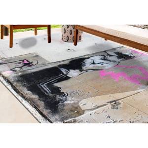 Tapis imprimé - Design unique de graffiti d'ange de Banksy, cadeau pour le couloir de bureau, tapis doux non tissé - Product Image 5
