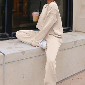 Survêtement pour femmes, vêtement unique, vêtement extérieur droit, manches longues, haut pour femmes, qualité supérieure, 100% coton, respirant, tendance personnalisée - Product Image 1