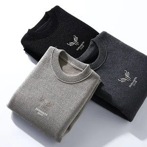 Sweat uni à manches longues en coton pour hommes avec col ras du cou personnalisé pour hommes pas cher de haute qualité - Product Image 4