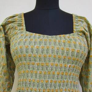 Indien ethnique décontracté maxi main bloc coton imprimé confortable femmes robe d'été plage Bikini couvrir robe pour les femmes robe - Product Image 2