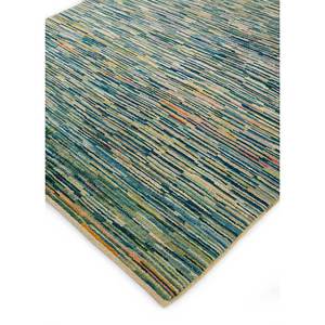 Tapis noué à la main en laine rayée verte Nuray 9x12 pour la décoration du salon des adolescents, tapis Jaipur US - Product Image 2