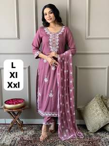 Dernière tenue fantaisie de créateur haute sur demande rayonne lourde Kurti & pantalon broderie travail avec Dupatta belle couleur femme à vendre - Product Image 2