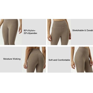 Pantalon de yoga taille mi-haute en coton/fibre de bambou respirant et antibactérien pour femme, avec poches, collection 2026 – Vente en gros - Product Image 6