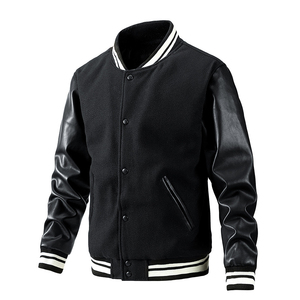 Veste universitaire avec logo personnalisé pour homme, veste en laine à manches en cuir véritable, veste légère pour collège, veste de baseball pour homme - Product Image 2