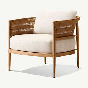 Ensemble de canapés d'extérieur en teck naturel moderne pour jardin et patio, y compris chaise longue-Mobilier en bois de haute qualité Park Gym Mall Hospital - Product Image 3