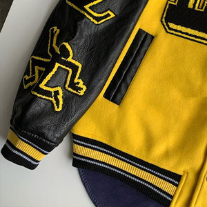 Veste bomber universitaire en laine 100% avec broderie personnalisée, manches en cuir, style américain pour hommes, faible MOQ - Product Image 2