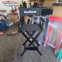Chaise de Réalisateur Pliable en Bois à Haute Assise avec Repose-Pieds pour Studio Extérieur, Maquillage et Tournage