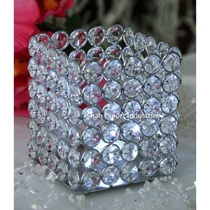 Bougeoir votif en cristal argenté de forme carrée pour décoration de table de mariage de Noël centres de table de luxe - Product Image 1