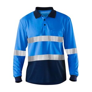 Summer Quick Dry Polo <b>T</b>-<b>Shirt</b> Hi <b>Vis</b> Workwear Contrast Color Safety Long Sleeve Reflective Polo <b>Shirts</b> Work Tops for Working - Product Image 1