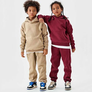 Ensemble de survêtements pour enfants, nouveau design, pantalons de survêtement et sweat-shirts superposés, impression personnalisée en relief, coton, survêtement évasé - Product Image 4