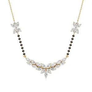 Collar Mangalsutra con Hoja Etérea y Diamantes - Joyería Elegante para Bodas - Product Image 1