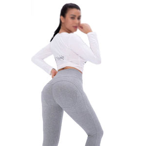 Mallas de entrenamiento de cintura alta con estampado personalizado, pantalones de Yoga para mujer, mallas de gimnasio activas, 100% algodón OEM - Product Image 3