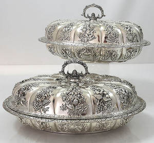 Ensemble de 2 plats de service uniques avec couvercle pour la maison, hôtel, restaurant et ustensiles de cuisine, décor de plat de service couleur argent - Product Image 2