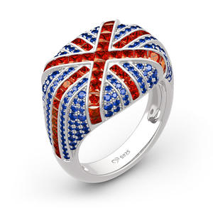 Jeulia Sterling <b>Silver</b> British Flag Fashion <b>Ring</b>-Best Memories - Product Image 3