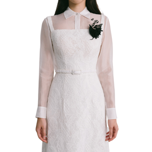 Blusas blancas elegantes de manga larga para mujer, camisas a buen precio, CAMISA AJUSTADA DE ORQUÍDEAS CUPRO 73% Cupro 27%, tela cómoda de poliéster - Product Image 1