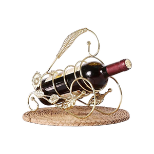 Modern Gold Aluminum Vintage Eco-Friendly Floral Pattern 3L Capacity <b>Wine</b> Bottle Holder Decorative Party Table Top <b>Rack</b> - Product Image 1