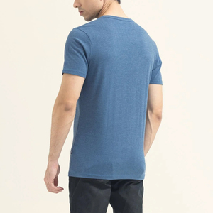 Nouveaux T-shirts d'été pour hommes à coupe classique, en tricot uni, à manches courtes, col rond, 100% coton, style décontracté, logo personnalisé, respirant, séchage rapide - Product Image 4