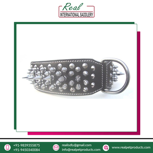 Directo India alta calidad 100% cuero genuino hecho a mano ecológico acolchado perro cuello Collar personalizable Animal mascota collares - Product Image 3