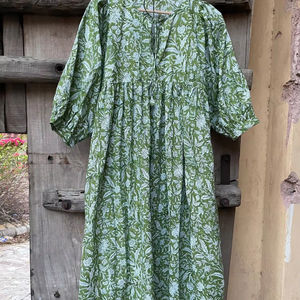 Vestido de verano con estampado de bloques a mano | Vestido de algodón | Estampado floral | Hecho a mano - Product Image 1