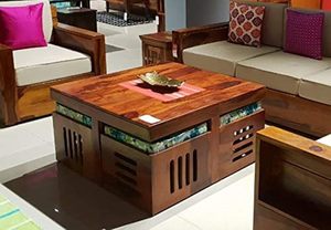 <span class=keywords><strong>Sheesham</strong></span> Gỗ Rắn Đồ Nội Thất Bằng Gỗ Trung Tâm Bàn Cà Phê Thiết Lập Với 4 Ghế đẩu Bàn Ăn Cho Nhà Phòng Khách Văn Phòng Nhập Sử Dụng - Product Image 4