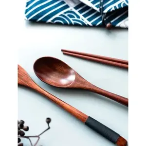 Juego de Cubiertos de Madera hechos a mano con cuchara y tenedor de palillos Juego de cubiertos de regalo elegante Cubiertos de primera calidad al mejor precio - Product Image 6
