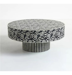 Reposapiés con incrustaciones de nácar para dormitorio y salón, taburete decorativo hecho a mano con incrustaciones de nácar para decoración de interiores - Product Image 3